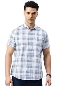Majestic Man Men Slim Fit Pure Cotton Checkred Half Sleeve Casual Shirt