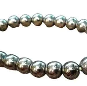 STONE GEMS GALLERY Semi Precious Stone Bracelet Extremely Gorgeous Top A1++ Natural Pyrite Bracelet Original Certified Hand Knotted 8 mm Stone Beads Gold Color Round Cut ब्रेसलेट For Men Pure Pyrite पाइराइट ब्रेसलेट
