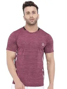 CHKOKKO Men's Polyester Regular Fit Round Neck Regular Dry Fit Gym Sports T-Shirt