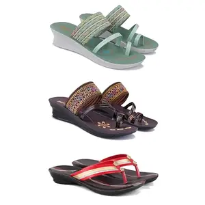 Women's Comfortable Sandal,Casual Lightweight Sandal for Everyday Wear for women's(GR-(COMBO-3)-1948-1951-1958-8)