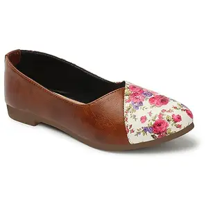 Ladies Hub Soft, Comfortable and Stylish Bellies Shoes for Women - Perfect for Everyday Wear (Tan & Cream, 3)
