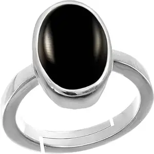 AMG GEMS Sulemani Hakik Ring Akik Ring Original Natural Black Haqiq Precious Gemstone Astrological Adjustable Ring Size 16-24 for Men and Women (10.25 Ratti)