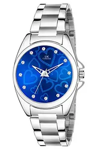 IIK COLLECTION Analogue Blue Dial Silver Bracelet Girl's & Women's Wrist Watch (IIK-3025W)