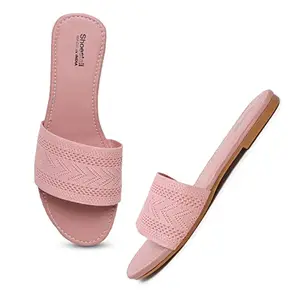 Shoestail Fancy and Trendy Flats For Womem And Girls. (Peach, numeric_7)