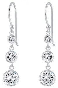 Via Mazzini 92.5-925 Sterling Silver Crystal Dangle Earrings For Women And Girls Pure Silver (ER0321)