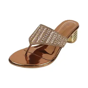 Metro Women Antic Gold Synthetic Ethnic Block Heel Sandal UK/8 EU/41 (35-4948)