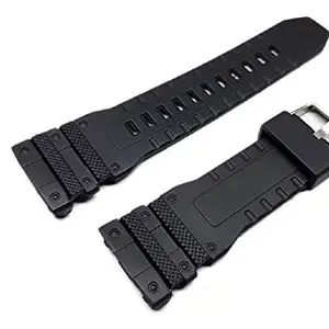 EWatchAccessories PU Rubber Diver Black Watch Band Strap with Silver Stainless Steel Buckle 81