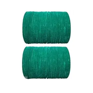 Velvet coated Glass Bangles for Women, Multiple colors, 2 * 6 (Dark Green)