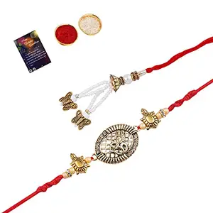 Classic Bhaiya Rakhi "OM" Designer Bhabhi Rakhi With Roli Chawal And Greeting Card -471