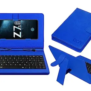 ACM Keyboard Case Compatible with Iqoo Z7s Mobile Flip Cover Stand Direct Plug & Play Device for Study & Gaming Blue