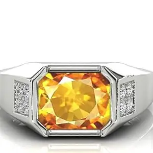 RRVGEM Citrine ring 5.25 Ratti / 4.50 Carat sunela ring Handcrafted Finger Ring With Beautifull Stone sunela ring Silver Plated Ring for Men and Women