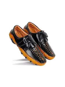 SUSON Men's Black & Tan Synthetic Leather Outdoor Casual Sandal-SUSON2166_10