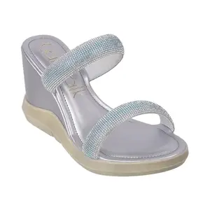 Catwalk Women Stylised Open Back Platforms | For Women & Girls (BLUE,6 UK)