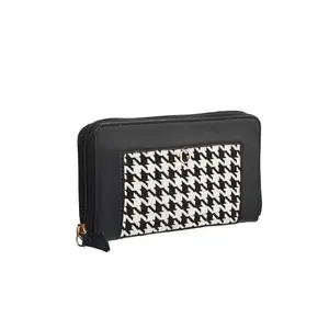 Monadaa Nego Woman Faux Leather Wallet for Credit, Debit, and ATM Cards, Cardholder with Multi Card Slots, Purse, Single Zipper Wallet with Unisex Design (Black)
