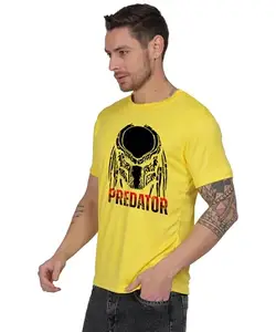 Trendy Printed Cotton T-Shirt for Men - Half Sleeves, Classic Look Yellow