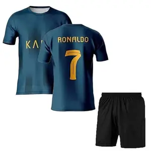 Ronaldo 7 Home Away Kit Football Boys Jersey with Shorts 2023/24 (Men,Kids,Boys)(Medium 38,Multicolor-15)