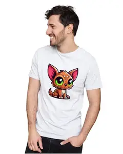 ALLEN BLACK Men's & Women's Regular Fit T-Shirt Chibi Chupacabra 100% Cotton Unise T-Shirt White_CHUPACUNX-White S Men Round_