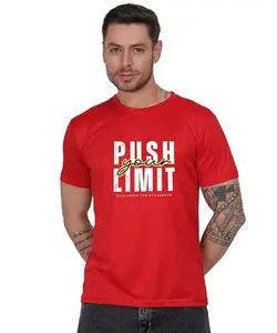Push Your Limit Motivational Graphic T-Shirt, Cotton, Round Neck Red