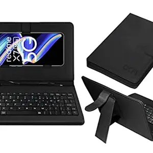 ACM Keyboard Case Compatible with Realme X7 Max 5g Mobile Flip Cover Stand Direct Plug & Play Device for Study & Gaming Black