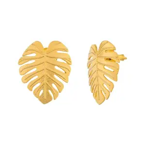 Voylla Hawaii Monstera Statement Studs|Studs Earrings For Women|Boho|Vacation|Travel|