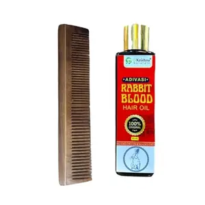 G Krishna Naturals Hair Brushes Wooden Neem Comb & Flaxseed Conditioner for Women & Men | Durable Long Lasting Wood Kangi and Hair Conditioner for Natural Hair Growth (Pack of 1 Each)(GKNAPC1-07)