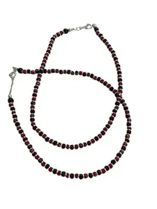 Pair of Payal (Anklet) with Chandi & Black & Red Beads (Crystal) for Girls and Women
