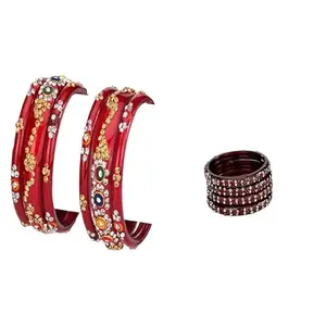 Somil Combo Bangle Set For Women | Traditional Daily Bangles | Perfect For Parties & Functions, Pack Of 10, Red, Maroon -D464