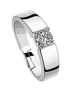 MEENAZ Ring for Men Mens couples gents Boys Boyfriend Friends American diamond AD CZ stone thumb Band Stylish proposal Adjustable Silver Finger ring Platinum combo Valentine gifts Anniversary 320