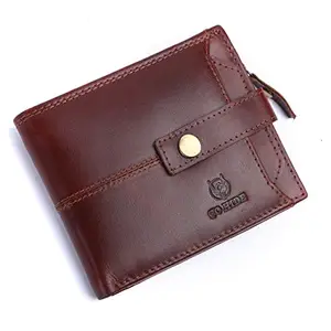 GOHIDE BrownLeather Wallet for Men | Ultra Strong Stitching | Handcrafted | Zip Wallet with 9 Card Slots | 2 ID Slots