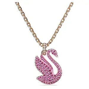 Swarovski Women Iconic Swan Pendant, Swan, Medium, Pink, Rose Gold-Tone Plated