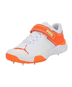 Puma Mens Bowling 22.1 White-Ultra Orange-Fast Yellow Cricket Shoe - 9 UK (10666905)