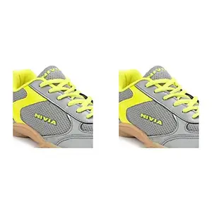 Nivia Men's Dark Grey Yellow Flash Shoe 7UK Men's Dark Grey Yellow Flash Shoe 6UK