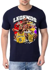 Inferno Legends Trio Printed Round Neck Cotton Regular Fit Tshirt for Men & Women's (in, Numeric, 38, Navy Blue)