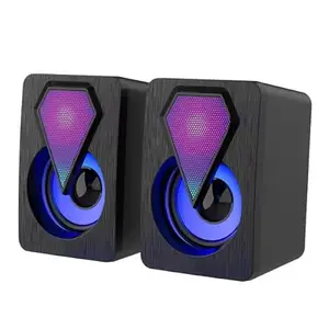 meniga RGB Desktop Speakers with LED Lights, USB Powered, 3.5mm Audio Jack, 2 Piece Set, 14 x 9 x 11 cm