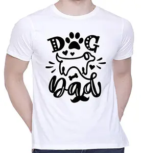 CreativiT Graphic Printed T-Shirt for Unisex Dog Dad Tshirt | Casual Half Sleeve Round Neck T-Shirt | 100% Cotton | D00443-487_White_Large