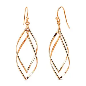 Amazon Brand - Nora Nico 925 Sterling Silver BIS Hallmarked Double Twisted Linear Drop Dangle Earrings for Women