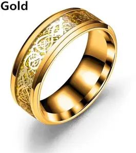 DragonBlackBlueGoldSilverRedFingerRing-ThumbRingValentinegift(HC332-BlackGoldDragonRing(Size-20))