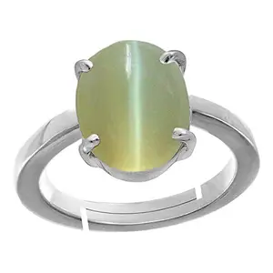 Anuj Sales Certified 9.50 Carat Natural Cat's Eye Stone Silver Adjustable Ring for Men and Women