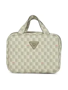 Guess Sage Logo Checkered G Wave Small Toiletry