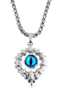 SV Silver Color Unisex Stainless Steel Drop Shape Demon Blue Evil Eye Nazariya Protection Punk Locket Pendant Charm Necklace With Box Chain