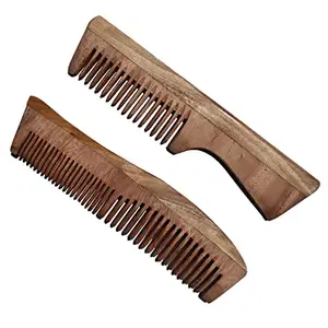 The Shine Store Neem Wood Combs Set Combo Handmade Anti- Dandruff for Man and Women (B+Handle-69-Comb)