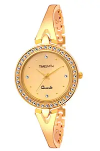 Watch Me Presents TimeSmith Gold Dial Gold Stainless Steel Strap Analog Watches for Women TSC-059heli11poly