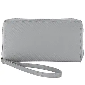 Leather Junction Grey Faux Leather Ladies Purse | Women's Wallet (Zipper Closure, 2 Compartments, 8 Card Slots) (13011200)