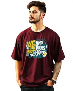Enitor Man's T-Shirts Oversized for The Fashion-Forward Man. Maroon