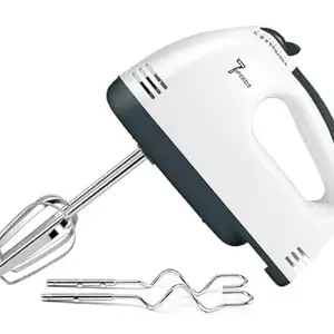 7-Speed 260-Watt Super Hand Mixer Blender | with 2xWhiskers & 2xBeaters (White)