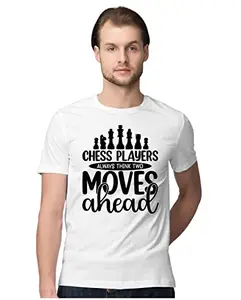 ALLEN BLACK Men's Regular Fit T-Shirt Chess Players Think Ahead 100% Cotton T-Shirt White_CHSPLTTMMN-White 3XL Men Round_