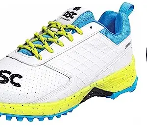 DSC Jaffa 22 Cricket Shoes for Men and Boys UK-7 White/Lime-Yellow & DSC Armour Cricket Abdominal Guard for Boys (Multicolour)