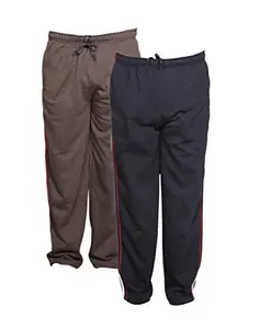 IndiWeaves Mens Fleece Warm Wool Lower/Track Pants with Side Pocket for Winter (Pack of 2)_Brown ::Black_Size-42