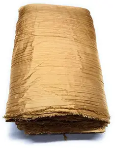 Woman's/Girl's Ethnic Unstitched Poly Silk Wrinkle Shiny Fabric/Cloth/Dress Material for Dress, Suit, Gown, Skirt, top, Patchwork etc. (Gold, 3 Meter)