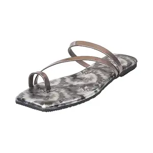 Metro Women Gun Metal Flat Fashion Chappal UK/6 EU/39 (32-522)